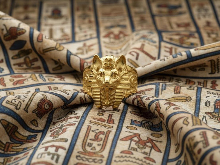 Cat Pharaoh Silver Ring – Egyptian Sphynx Cat Jewelry in Sterling Silver, Ancient Goddess Bastet Inspired Ring