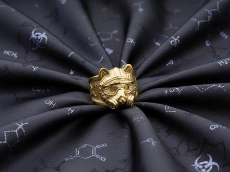 Sterling Silver Chemist Cat Ring, Science Jewelry