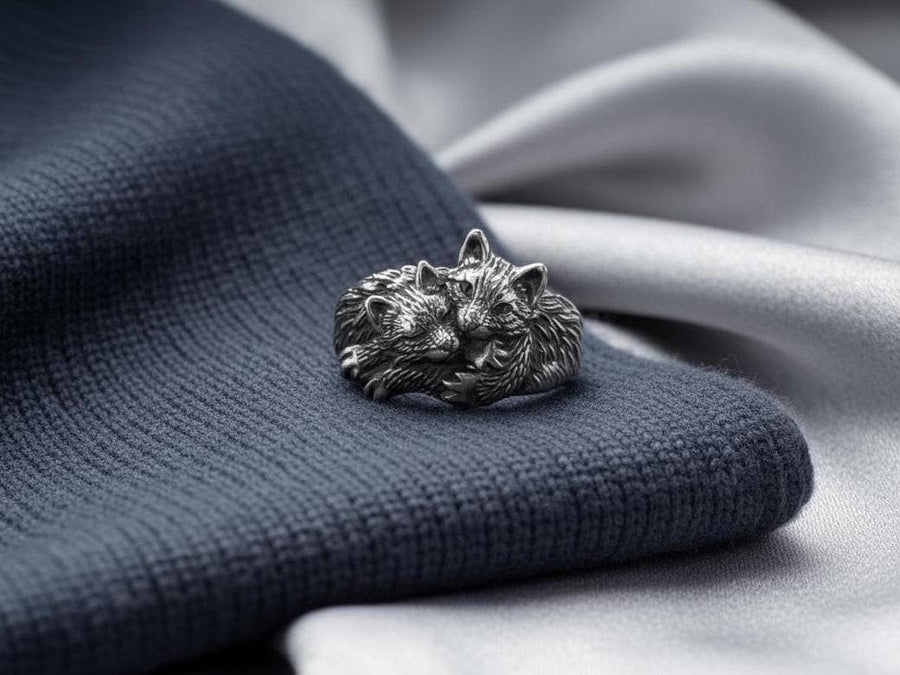 Sterling Silver Kittens Ring: Handmade Cat Lover Jewelry (etsy image id: 7361891712)