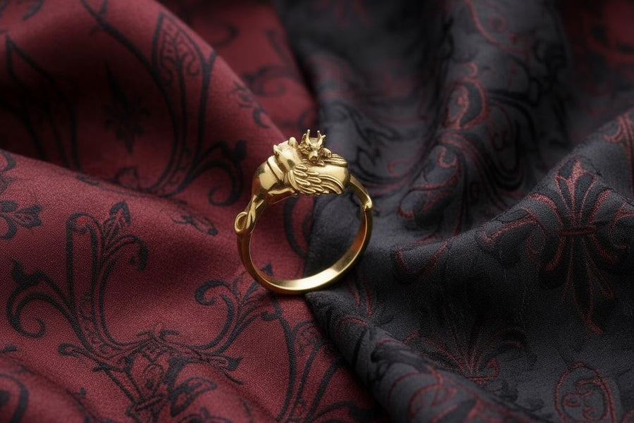 Gothic Angel and Demon Cats Sterling Silver Ring – Yin Yang Jewelry (etsy image id: 7362035362)