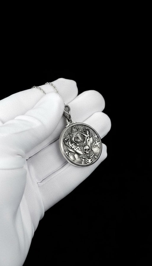Cat Necromancer Silver Pendant – Gothic Sterling Silver Cat Jewelry with Skull and Cross Design | Mystical Pendant for Dark Souls (etsy image id: 7410037069)