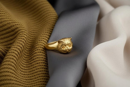 Cat Signet Ring – Minimalist Sterling Silver Feline Face Ring | Elegant Everyday Jewelry for Cat Lovers (etsy image id: 7363877354)