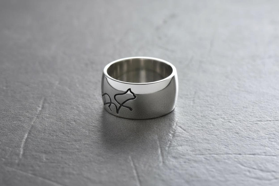 Minimalist Sterling Silver Cat Ring – Modern Engraved Feline Band (etsy image id: 5026636257)