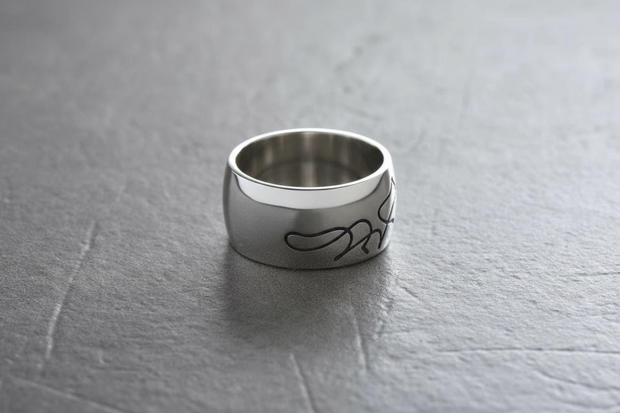 Minimalist Sterling Silver Cat Ring – Modern Engraved Feline Band (etsy image id: 5026636257)