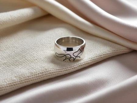 Minimalist Sterling Silver Cat Ring – Modern Engraved Feline Band (etsy image id: 7364173446)