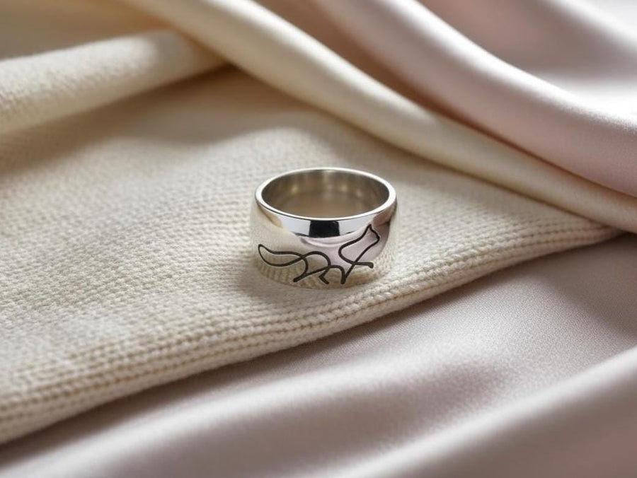 Minimalist Sterling Silver Cat Ring – Modern Engraved Feline Band (etsy image id: 5026636257)