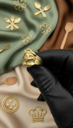 Sterling Silver Cat Chef Ring: Handmade Whimsical Culinary Jewelry (etsy image id: 7364238470)