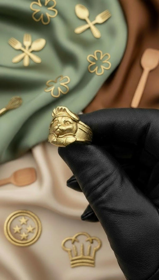 Sterling Silver Cat Chef Ring: Handmade Whimsical Culinary Jewelry (etsy image id: 7364239608)