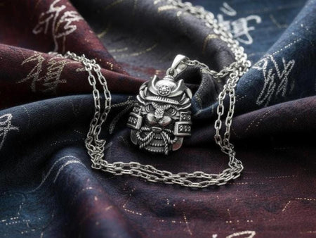 Sterling Silver Samurai Cat Pendant – Japanese Warrior Necklace (etsy image id: 7364442588)
