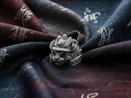 Samurai Cat Sterling Silver Ring – Feline Warrior Armor Jewelry (etsy image id: 7364518506)