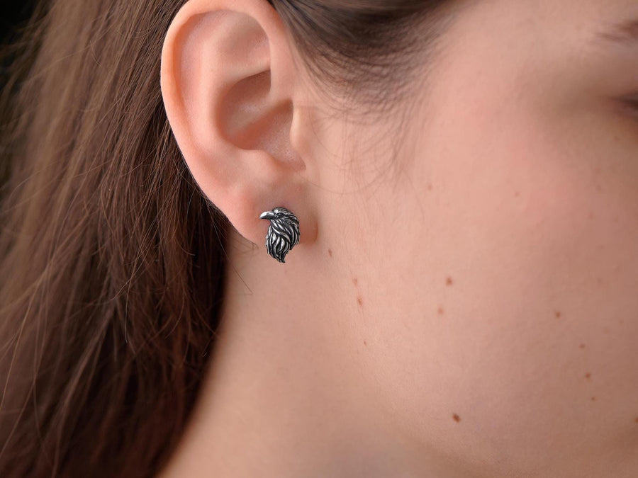 Oxidized Sterling Silver Crow Earrings: Gothic Raven Jewelry (etsy image id: 5228373986)