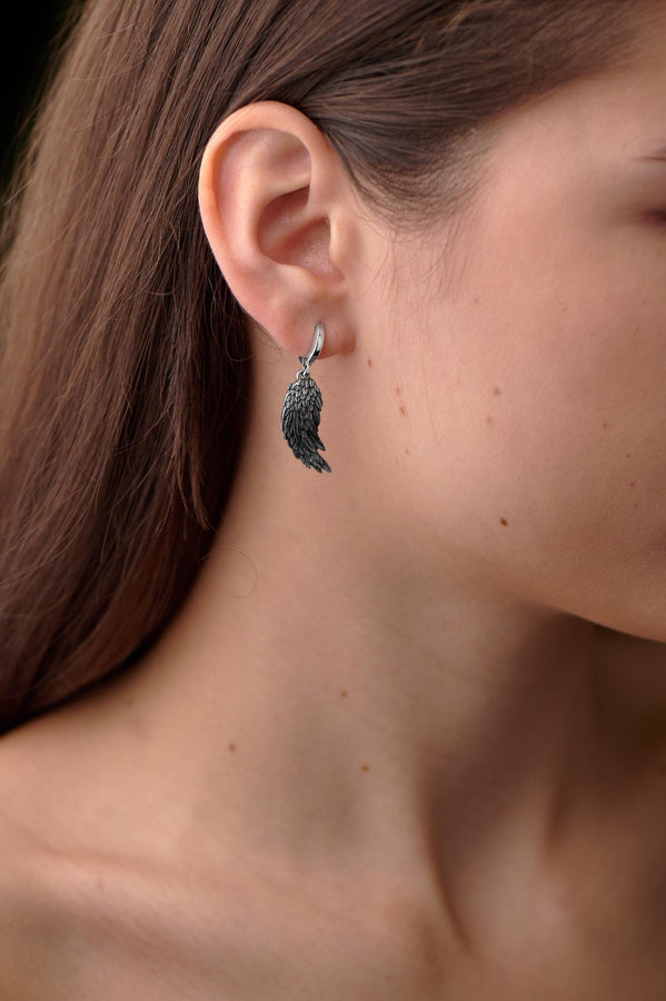 Sterling Silver Angel Demon Wing Earrings, Gothic Jewelry (etsy image id: 5856582316)
