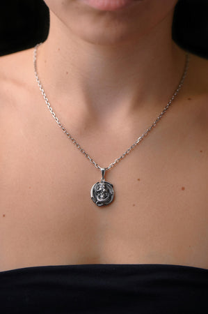 Sterling Silver Dragon Skull Pendant: Gothic Fantasy Necklace (etsy image id: 7369588978)