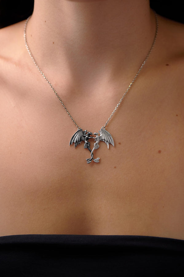 Sterling Silver Dragons Pendant: Handmade Fantasy Necklace (etsy image id: 7207192419)