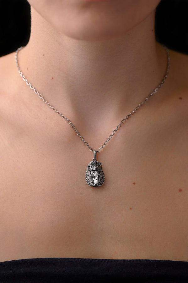 hedgehog	silver pendant	forest	urchin	hedgepig	riccio	Igel	hérisson	necklace	hedgehog necklace	gift for her	love gift	totem pendant (etsy image id: 4374625236)