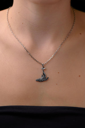 Oxidized Sterling Silver Whale Pendant: Handmade Sea Creature Jewelry (etsy image id: 7369857030)