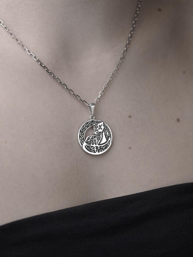 Sterling Silver Fox Pendant – Celtic Knot Fox Necklace | Spirit Animal Jewelry Gift for Nature Lovers (etsy image id: 5567352901)