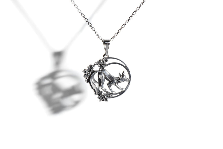 Sterling Silver Fox Necklace: Flower Art Animal Pendant (etsy image id: 5531050021)