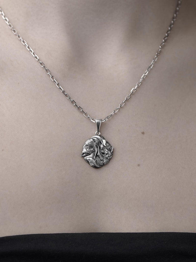 fox art	fuchs pendant	fox necklace	fox pendant	fox jewelry	silver fox pendant (etsy image id: 4250607999)