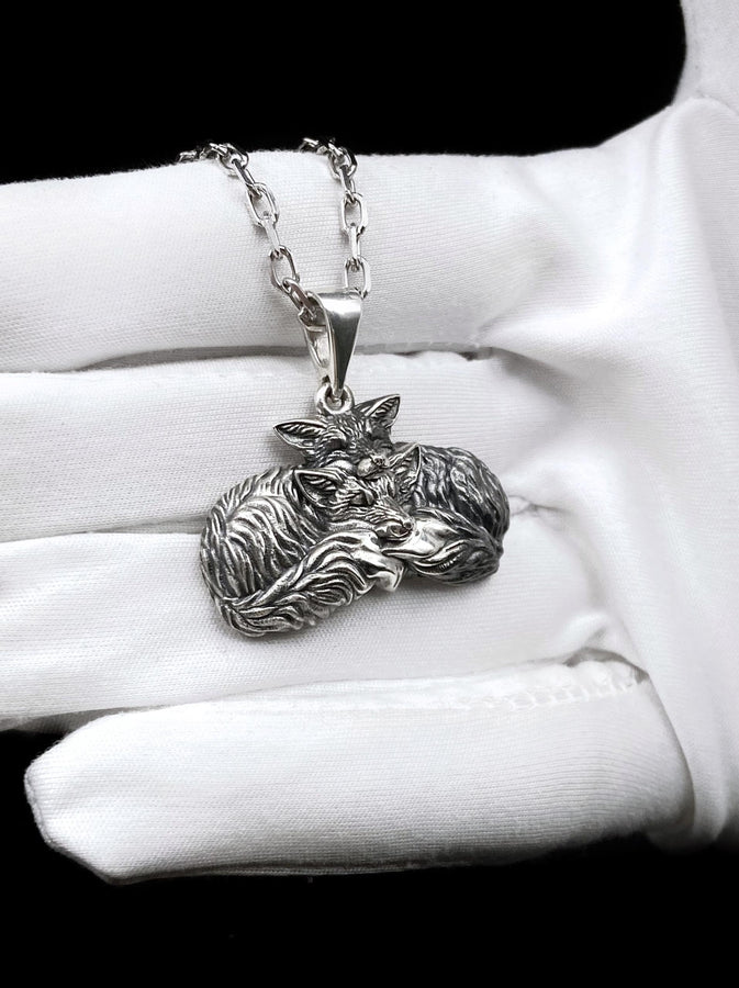 Foxes Silver Pendant – Sterling Silver Fox Couple Necklace | Symbol of Love, Unity, and Wild Devotion (etsy image id: 7372429806)