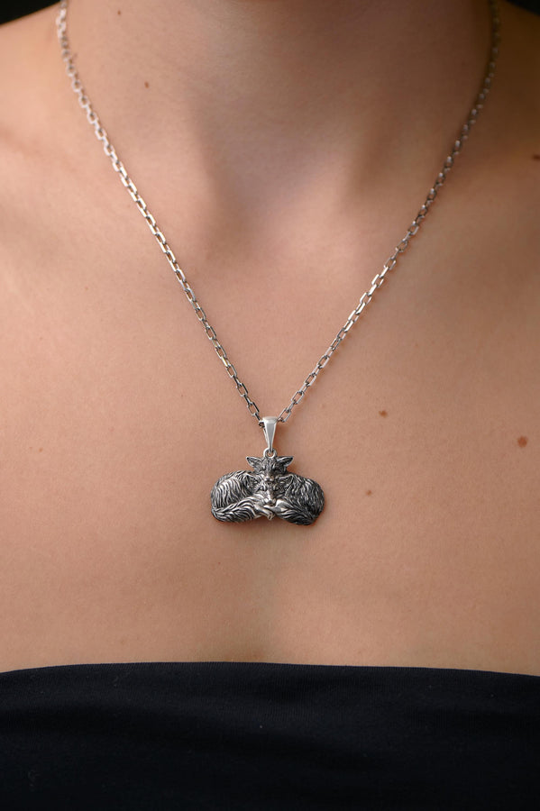 Foxes Silver Pendant – Sterling Silver Fox Couple Necklace | Symbol of Love, Unity, and Wild Devotion (etsy image id: 7372429806)