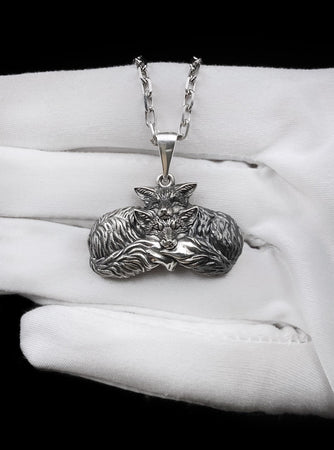 Foxes Silver Pendant – Sterling Silver Fox Couple Necklace | Symbol of Love, Unity, and Wild Devotion (etsy image id: 7372429806)