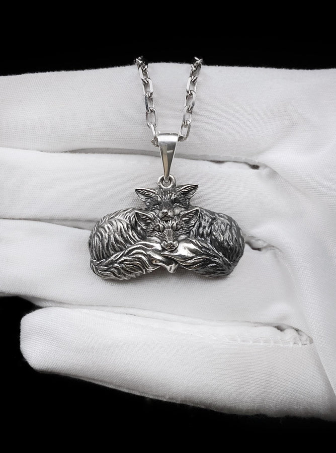 Foxes Silver Pendant – Sterling Silver Fox Couple Necklace | Symbol of Love, Unity, and Wild Devotion (etsy image id: 7372429806)