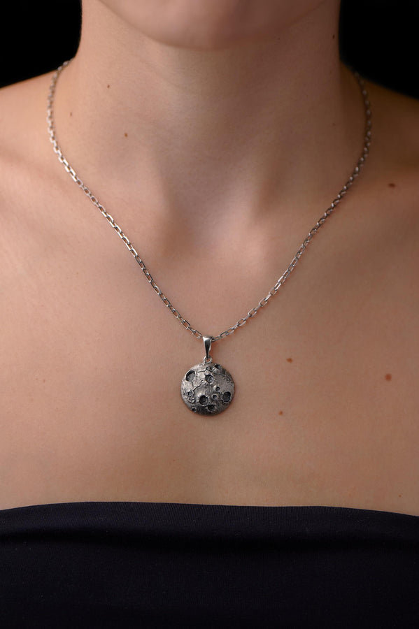Sterling Silver Moon Pendant: Handmade Space Necklace (etsy image id: 6042247983)