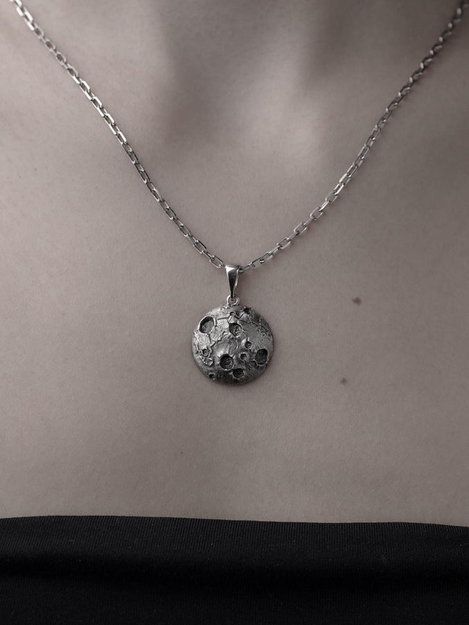 Sterling Silver Moon Pendant: Handmade Space Necklace (etsy image id: 6042247983)