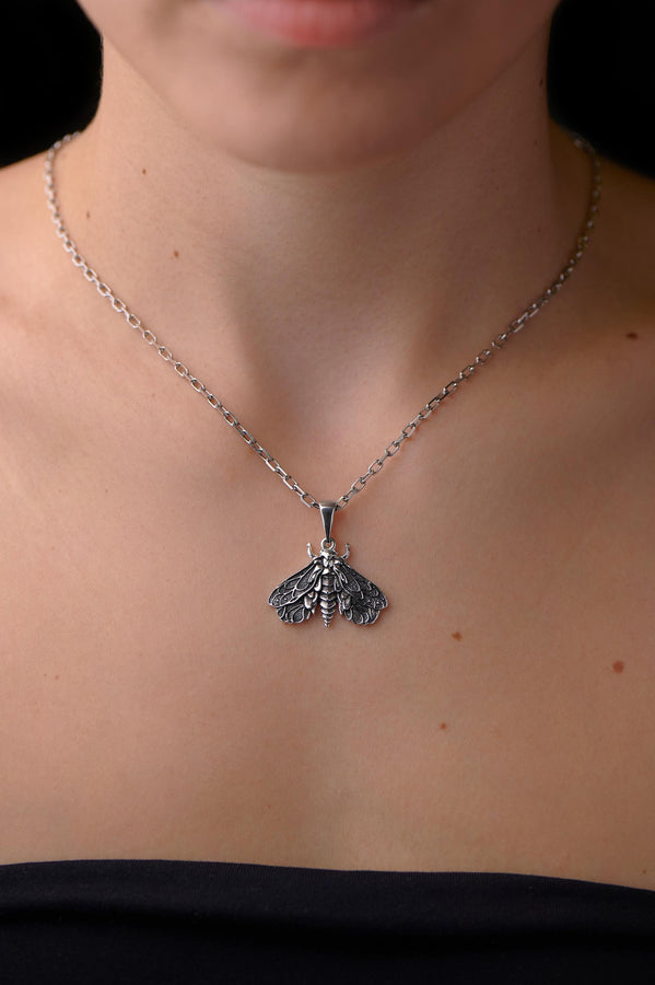 Sterling Silver Moth Pendant: Handmade Insect Necklace (etsy image id: 5475599240)