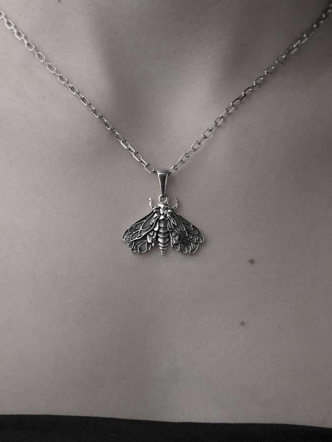 Sterling Silver Moth Pendant: Handmade Insect Necklace (etsy image id: 5475599240)