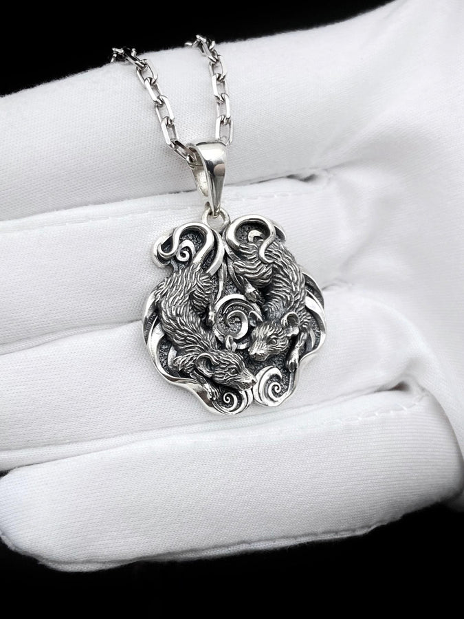 Gothic Mice Pendant Silver – Sterling Silver Dual Mouse Necklace | Symbolic Gothic Totem Jewelry for Him and Her (etsy image id: 7372681910)