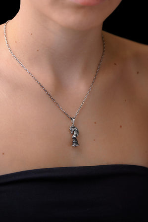 Sterling Silver Chess Horse Pendant: Gold Coated or Oxidized Silver Jewelry (etsy image id: 7373055206)