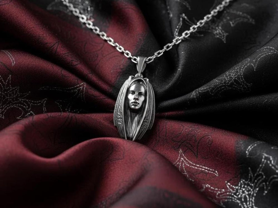 Sterling Silver Lady Vampire Pendant: Handmade Gothic Bat Necklace (etsy image id: 6087259465)