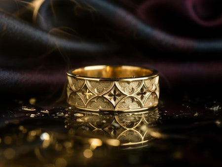 Gothic Wedding Ring Silver – Sterling Silver Band with Cathedral Design | Medieval Style Engagement Ring for Couples (etsy image id: 7375215616)