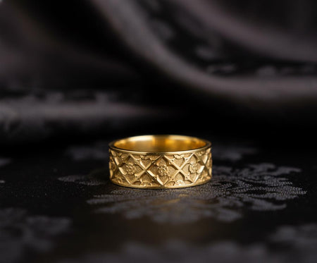 Gothic Silver Ring – Sterling Silver Medieval Floral Band | Vintage Architecture Inspired Jewelry for Him and Her (etsy image id: 7375414228)