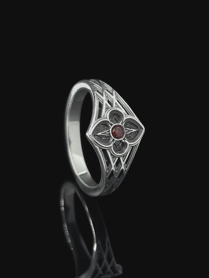 Sterling Silver Gothic Ring, Gemstone Ring, Handmade Goth Ring, Medieval Jewelry, Unique Wedding Ring, Holiday Gift, Vintage Ring, Gift Idea (etsy image id: 6997248198)