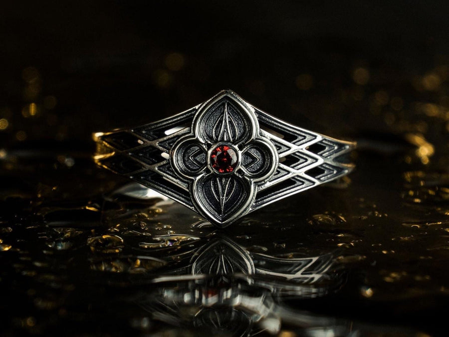 Sterling Silver Gothic Ring, Gemstone Ring, Handmade Goth Ring, Medieval Jewelry, Unique Wedding Ring, Holiday Gift, Vintage Ring, Gift Idea (etsy image id: 6997248198)