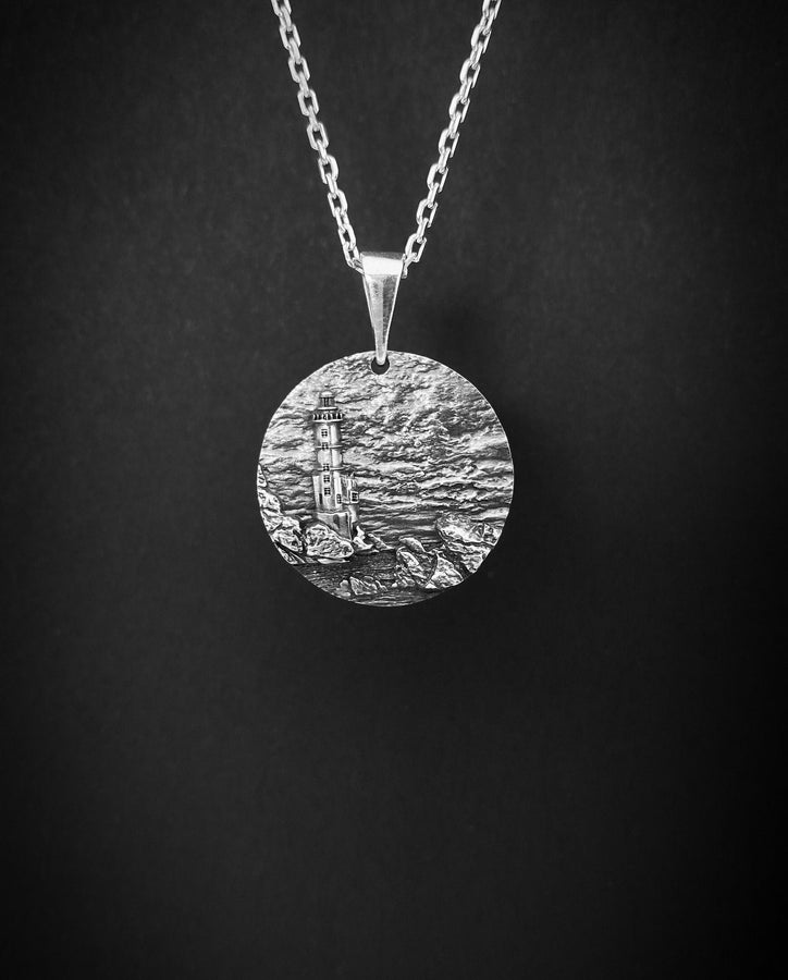 Sterling Silver Lighthouse Pendant: Sea Lover's Necklace (etsy image id: 7384533291)