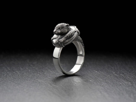 silver ring	men gift	platypus lover	platypus	gift	Otterring	otter	beaver	beaver ring	badger	muskrat	anello di lontra	bague loutre