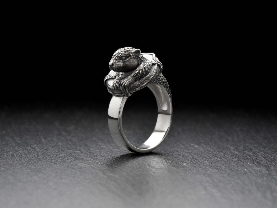 silver ring	men gift	platypus lover	platypus	gift	Otterring	otter	beaver	beaver ring	badger	muskrat	anello di lontra	bague loutre