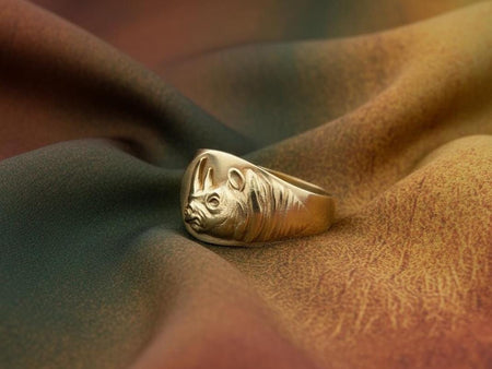 Sterling Silver Rhino Signet Ring, Animal Jewelry (etsy image id: 7387861117)