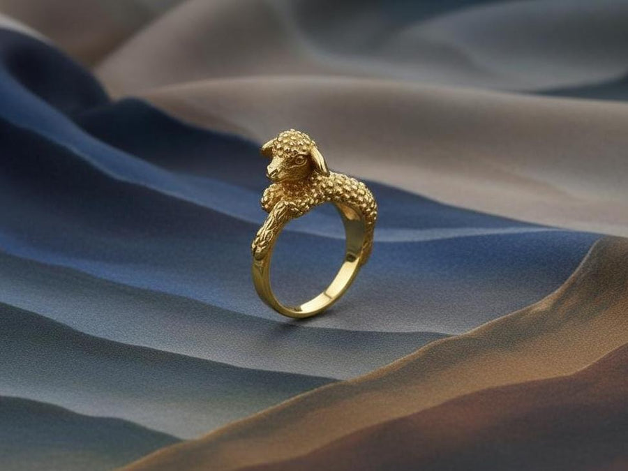 Sterling Silver Lamb Ring: Handmade Animal Jewelry Gift