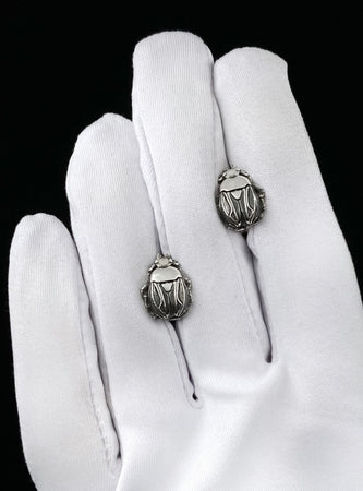 Handmade Sterling Silver Beetle Earrings: Insect Jewelry (etsy image id: 7388555389)