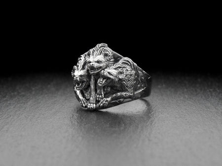 hyenas ring	hyena silver ring	hyena silver jewelry	Hyänenring	bague hyènes	lion king hyena	hyenas	hyenas gift	wild dog lover	wild dog jewelry	african souvenir	beast ring	beast silver ring (etsy image id: 7397082995)