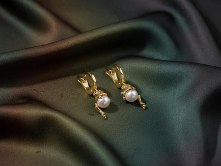 Sterling Silver Frog Earrings with Pearl: Handmade Animal Jewelry (etsy image id: 7397232755)