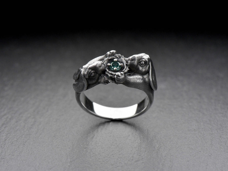 Sterling Silver Hare Ring: Oxidized Handmade Animal Jewelry (etsy image id: 7397243033)
