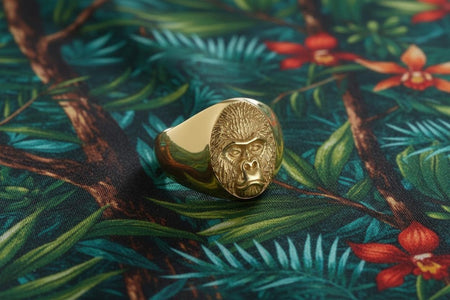 Handmade Sterling Silver Gorilla Signet Ring: Animal Jewelry (etsy image id: 7397708251)