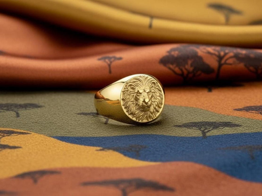Handmade Sterling Silver Lion Head Signet Ring: Animal Jewelry (etsy image id: 7400662567)
