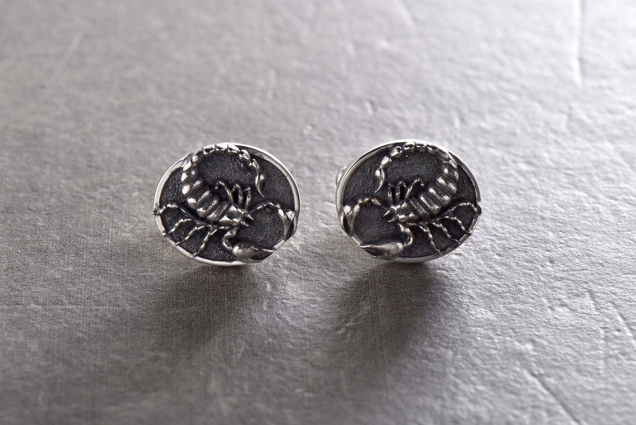 Sterling Silver Scorpion Cufflinks: Handmade Unusual Jewelry Gift (etsy image id: 7400786333)